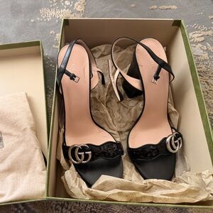 Gucci Marmont black Sequin Heel Sandals Size 40